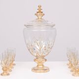 Stunning Antique Enameled Glass serving set for fruit, dessert or punch. 1880