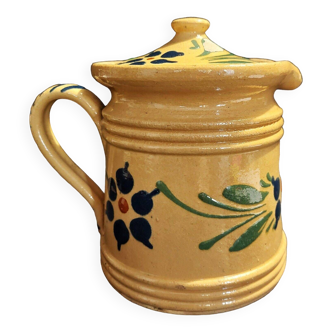Covered pitcher glazed terracotta Alsace Soufflenheim early 20th century