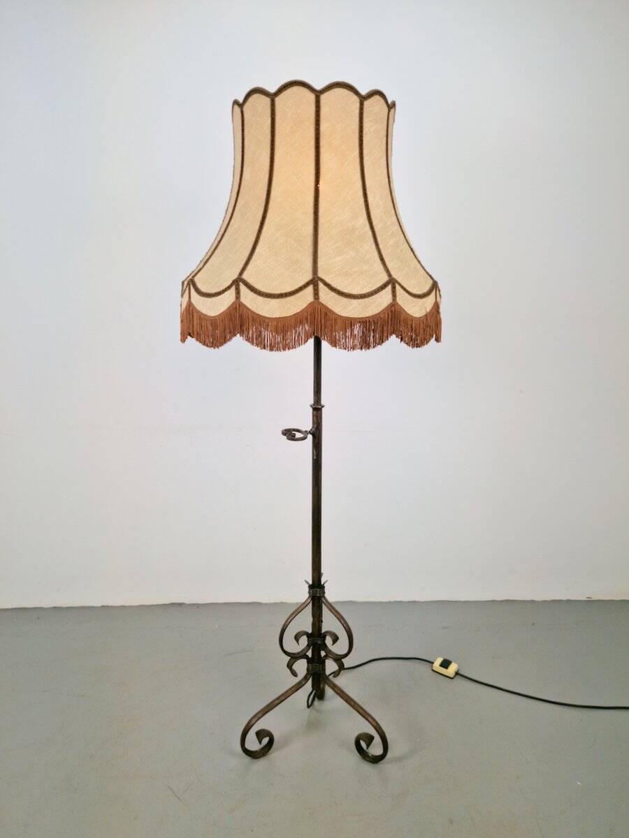 Adjustable Wrought Iron Floor Lamp, 1930s