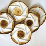 Assiettes divisées en grès vintage Français peint à la main « Longchamp »