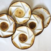 Divided plates in vintage French hand-painted stoneware "Longchamp"