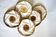 Divided plates in vintage French hand-painted stoneware "Longchamp"