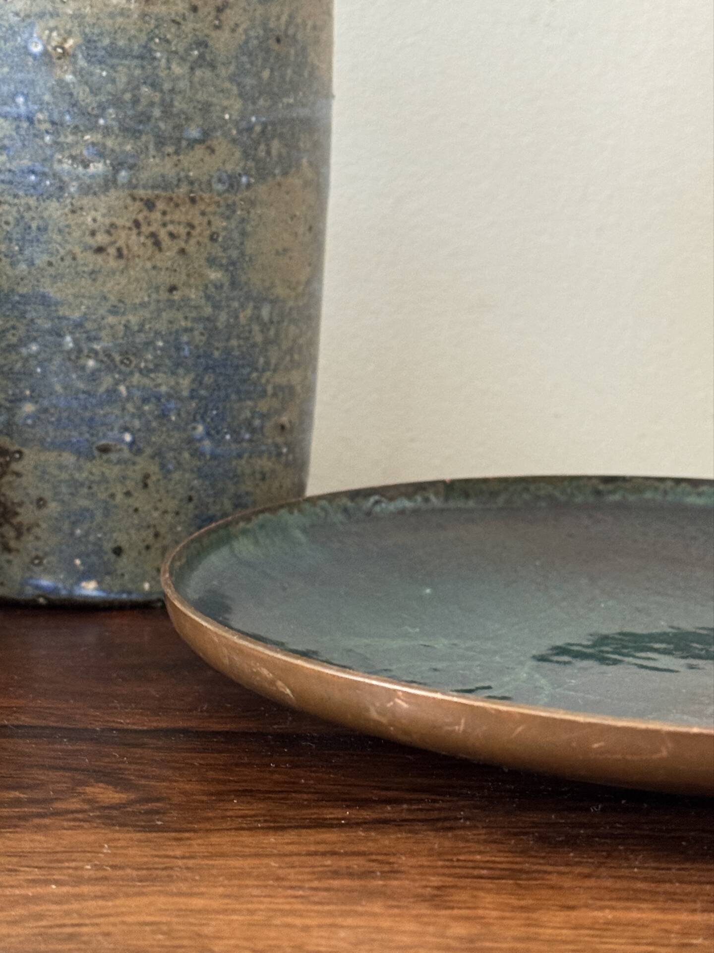 Scandinavian catchall bowl email on copper Bjørnstad Norway 1970