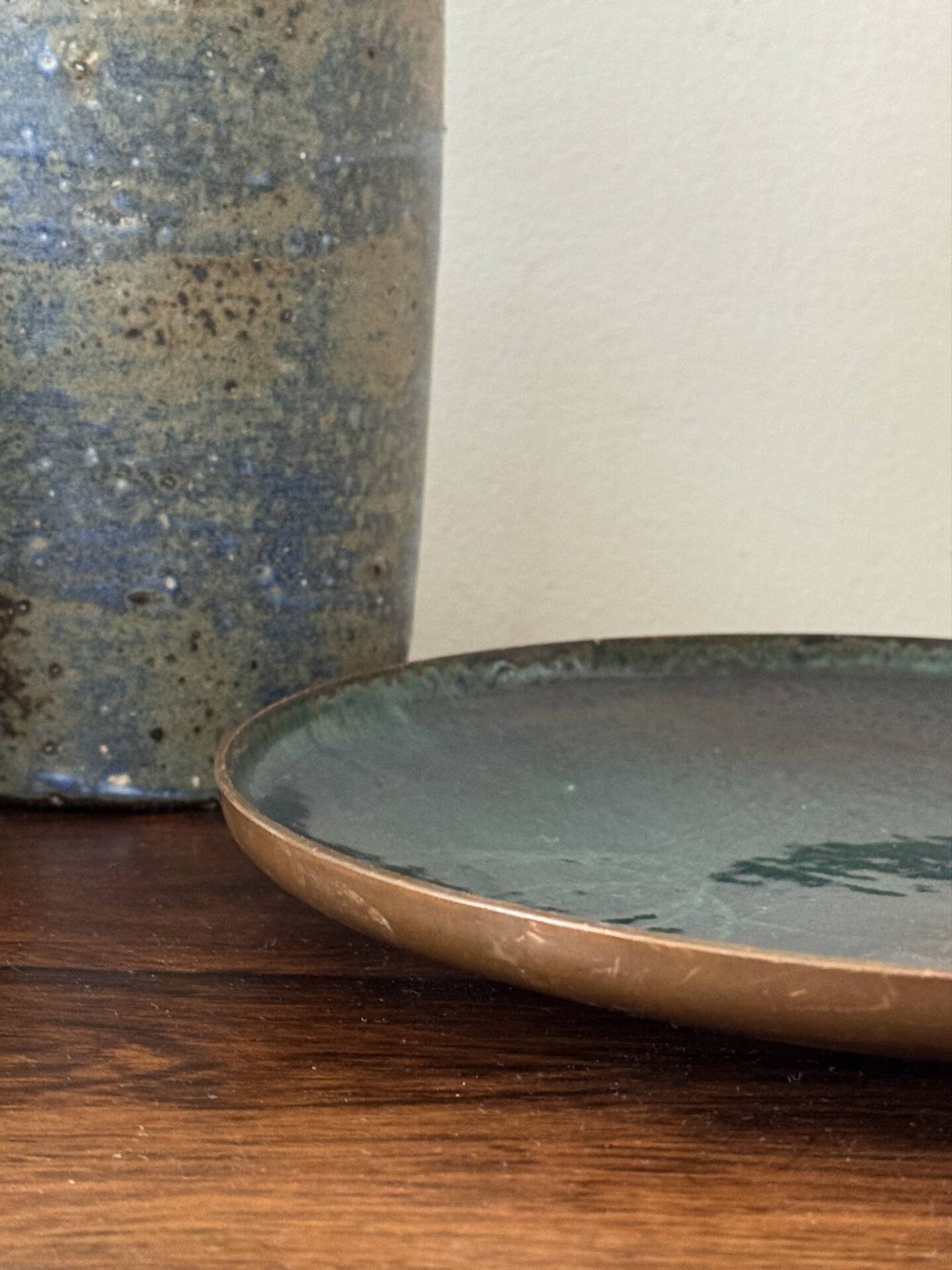 Scandinavian catchall bowl email on copper Bjørnstad Norway 1970
