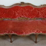 Provencal Bench in Carved Walnut in Louis XV Style, Late 19th Century