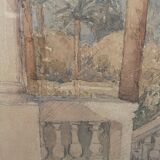 Peinture ancienne aquarelle sud de la France février 48