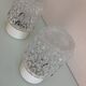 Pair of cylindrical structured glass ceiling lights / vintage 60s-70s