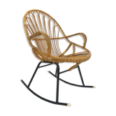 Vintage Rocking Chair in rattan Dirk van Sliedregt Rohe Noordwolde