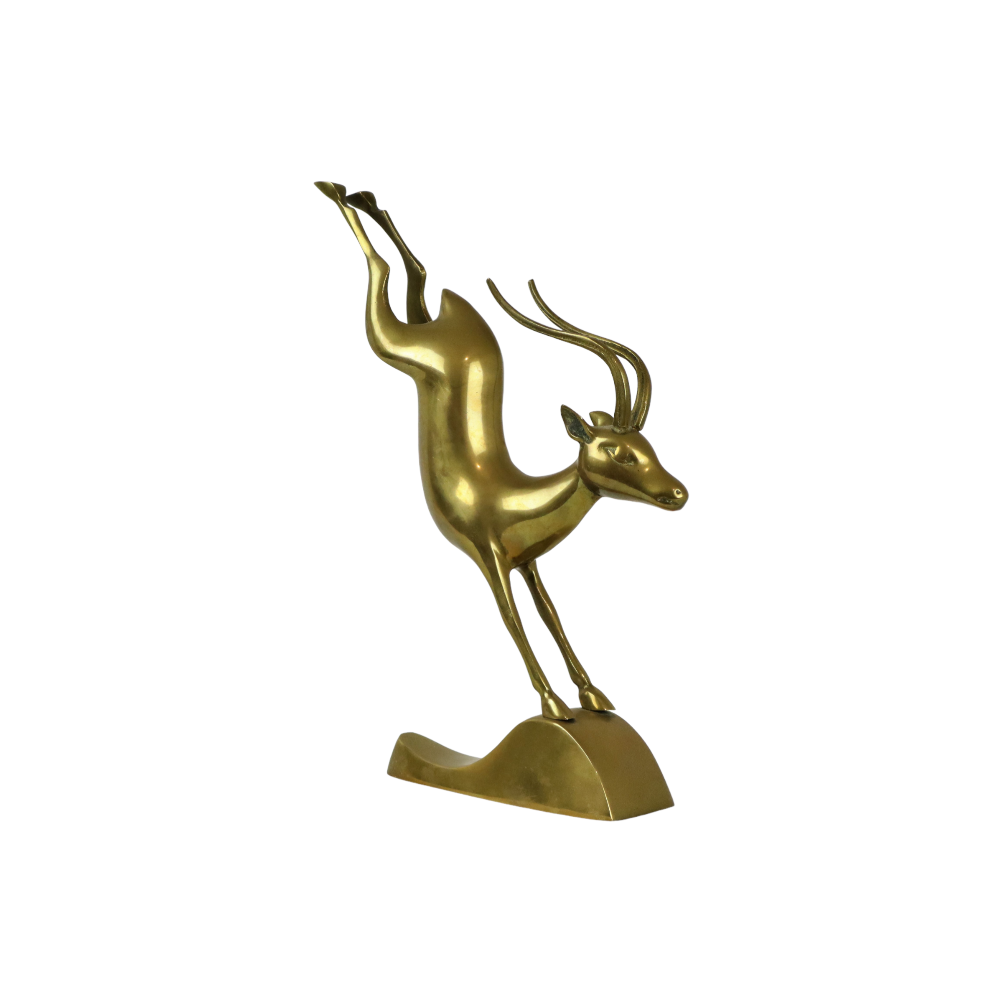 Vintage gazelle antelope brass copper statue sculpture deer 32cm