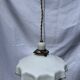 Vintage pleated opaline suspension with porcelain fittings.