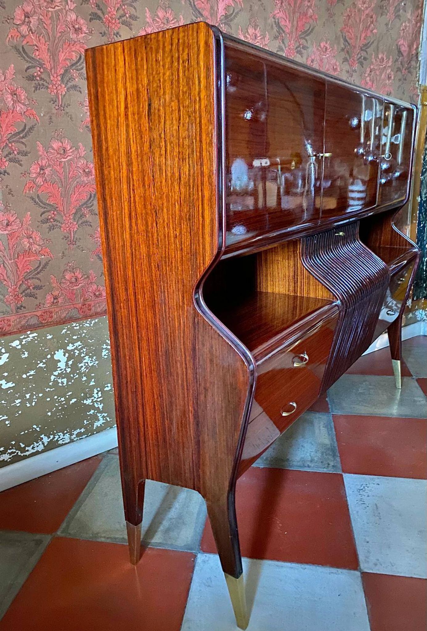 Mid-Century Modern Italian Sideboard with Bar Cabinet 1950s