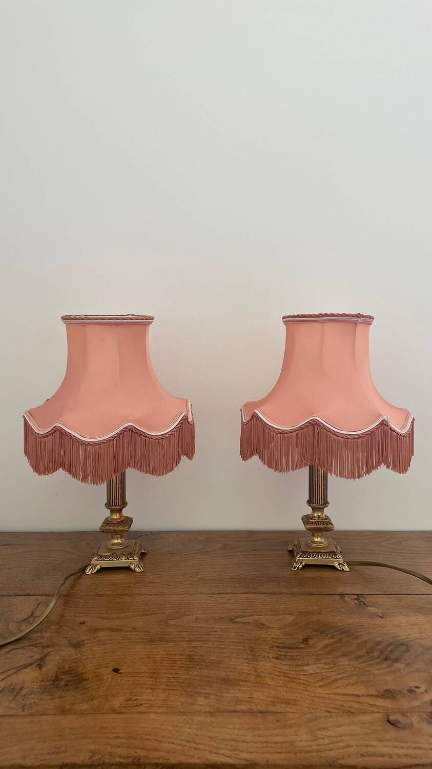 Pair of fringed lamps