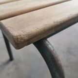 Pair of vintage metal and wood school benches