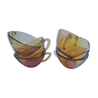 6 amber Vereco coffee cups