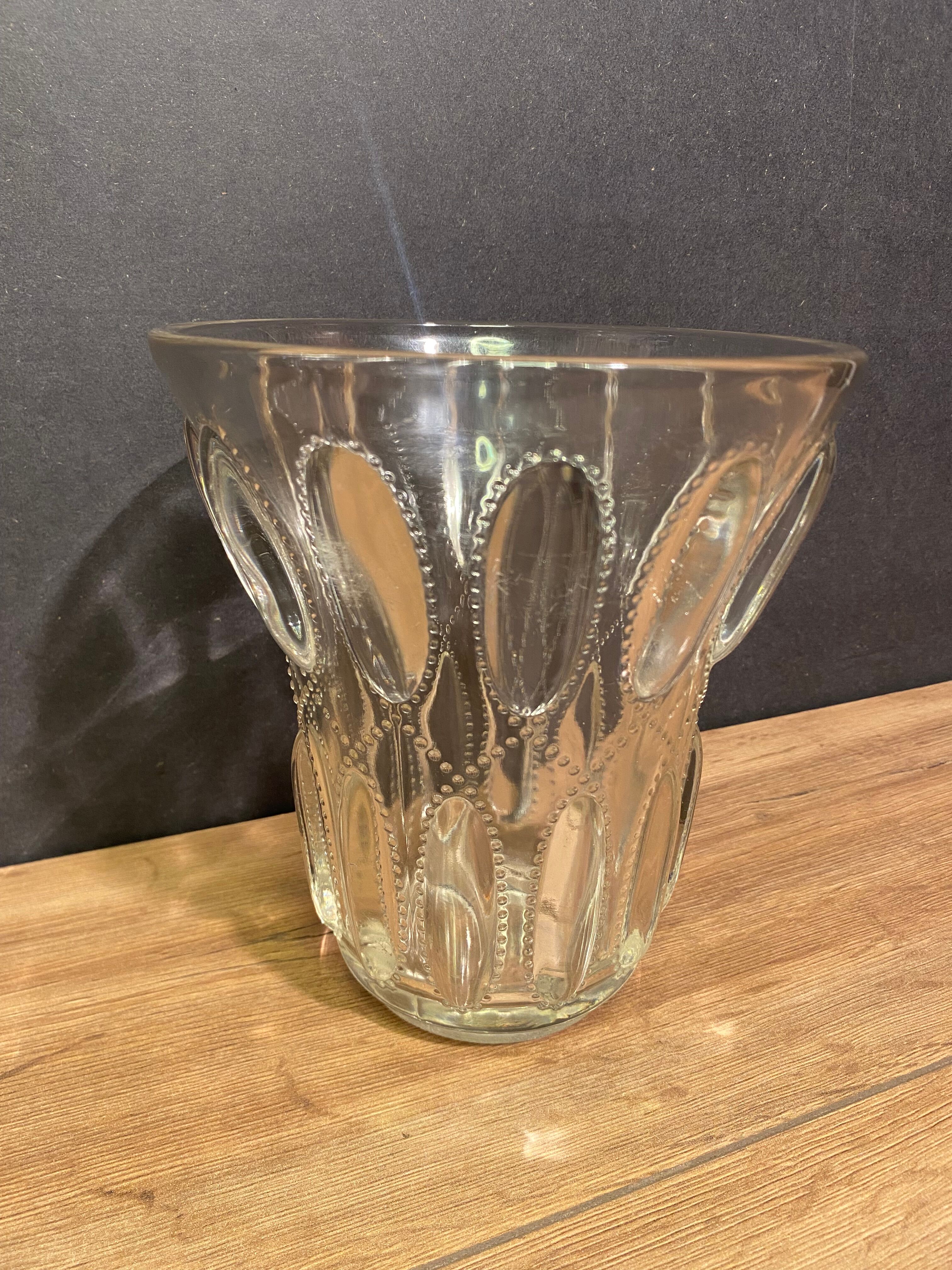 Art Deco glass vase Val Saint Lambert ephemeral model series Luxval 1935