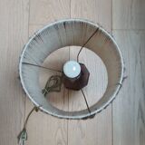 Wooden table lamp with wool lampshade