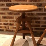 Pair of wooden screw seats from the 70s