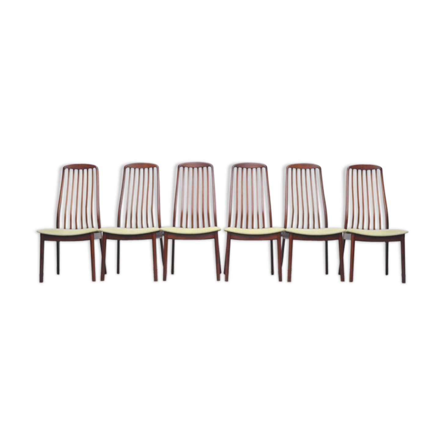 Set of six teak dining chairs