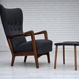1960s, Danish armchair by Fritz Hansen model 8000/8020, furniture wool.
