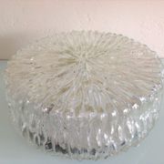 Round ice glass ceiling lamp, vintage 60s-70s