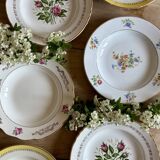 Set of 6 mismatched vintage soup plates