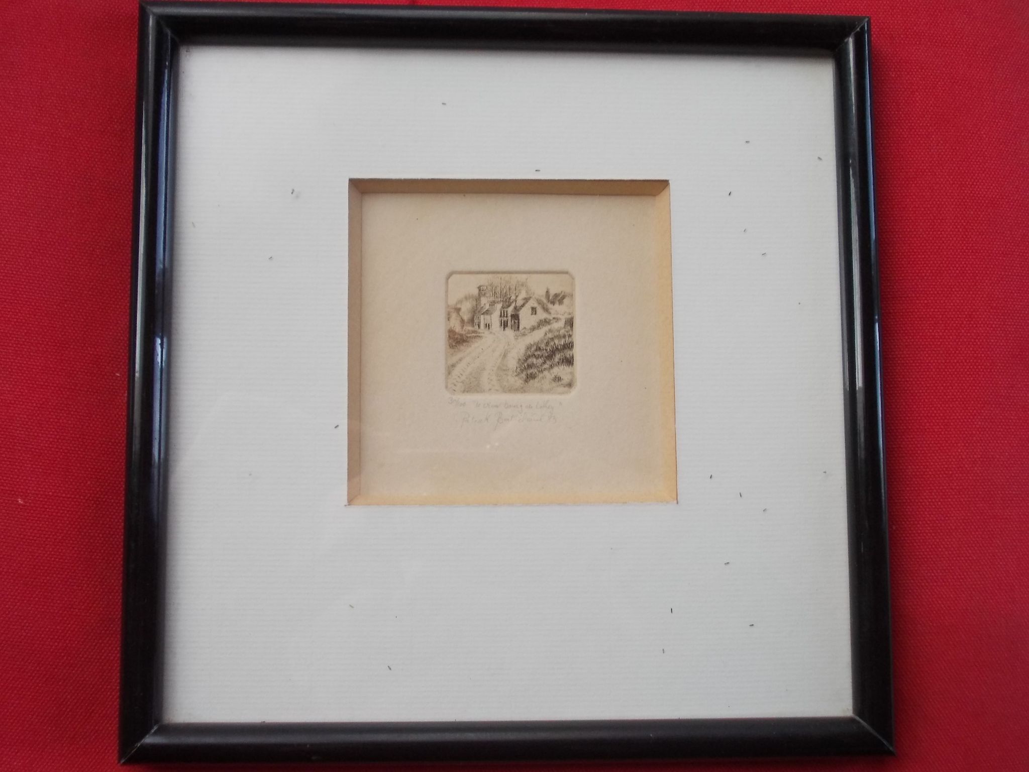 Miniature etching, bertheleme 1983: old village of lothay finistère bretagne 29 signed numbered