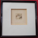 Miniature etching, bertheleme 1983: old village of lothay finistère bretagne 29 signed numbered