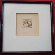 Miniature etching, bertheleme 1983: old village of lothay finistère bretagne 29 signed numbered