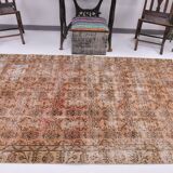 5x8 Peach Orange Handmade Wool Vintage Rug, 144x234Cm