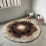 Round vintage wool rug