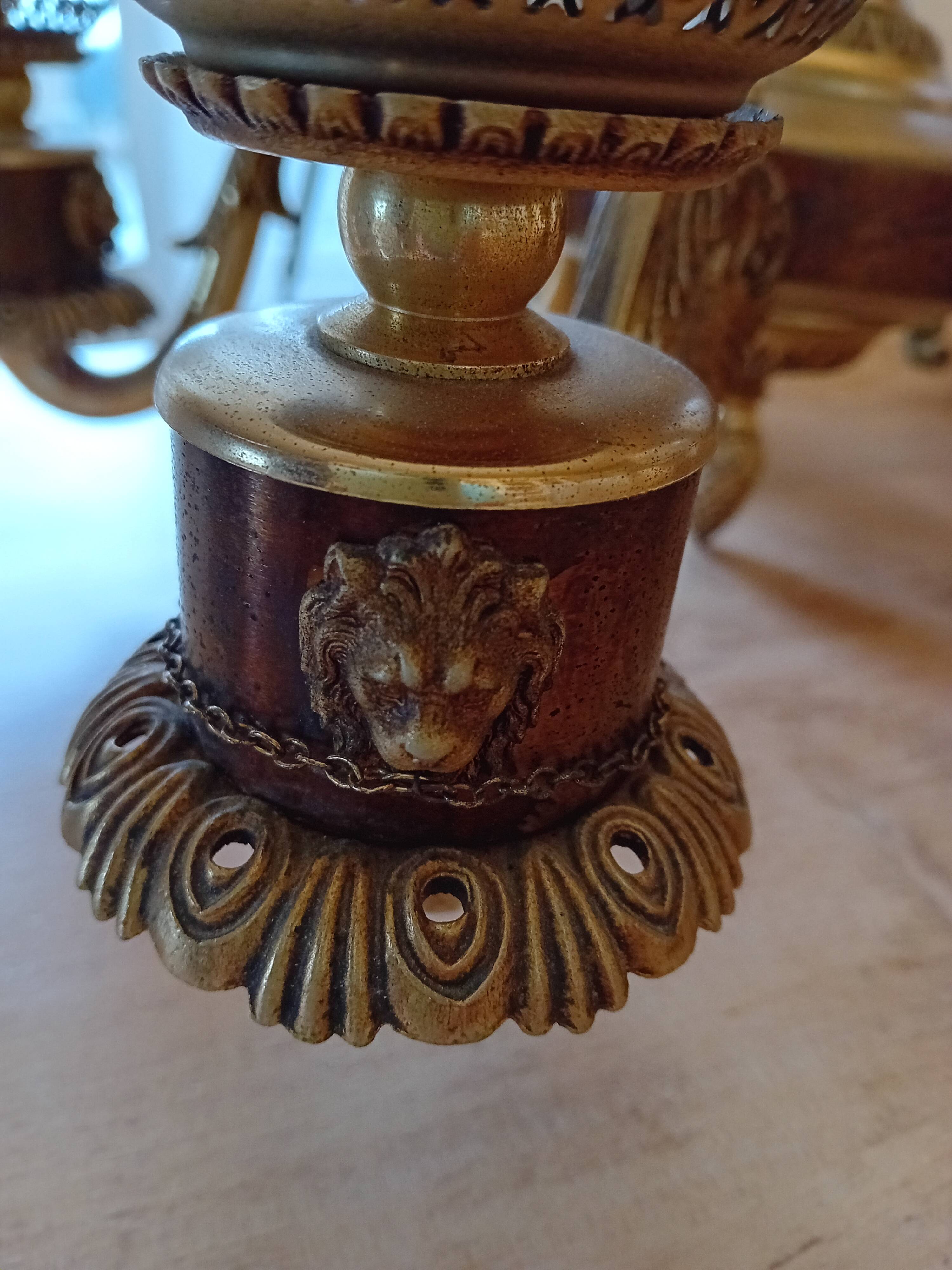 Bronze and brass chandelier