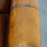 Cowhide Leather Armchair with Deep Warm Colors