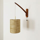Danish adjustable teak wall lamp
