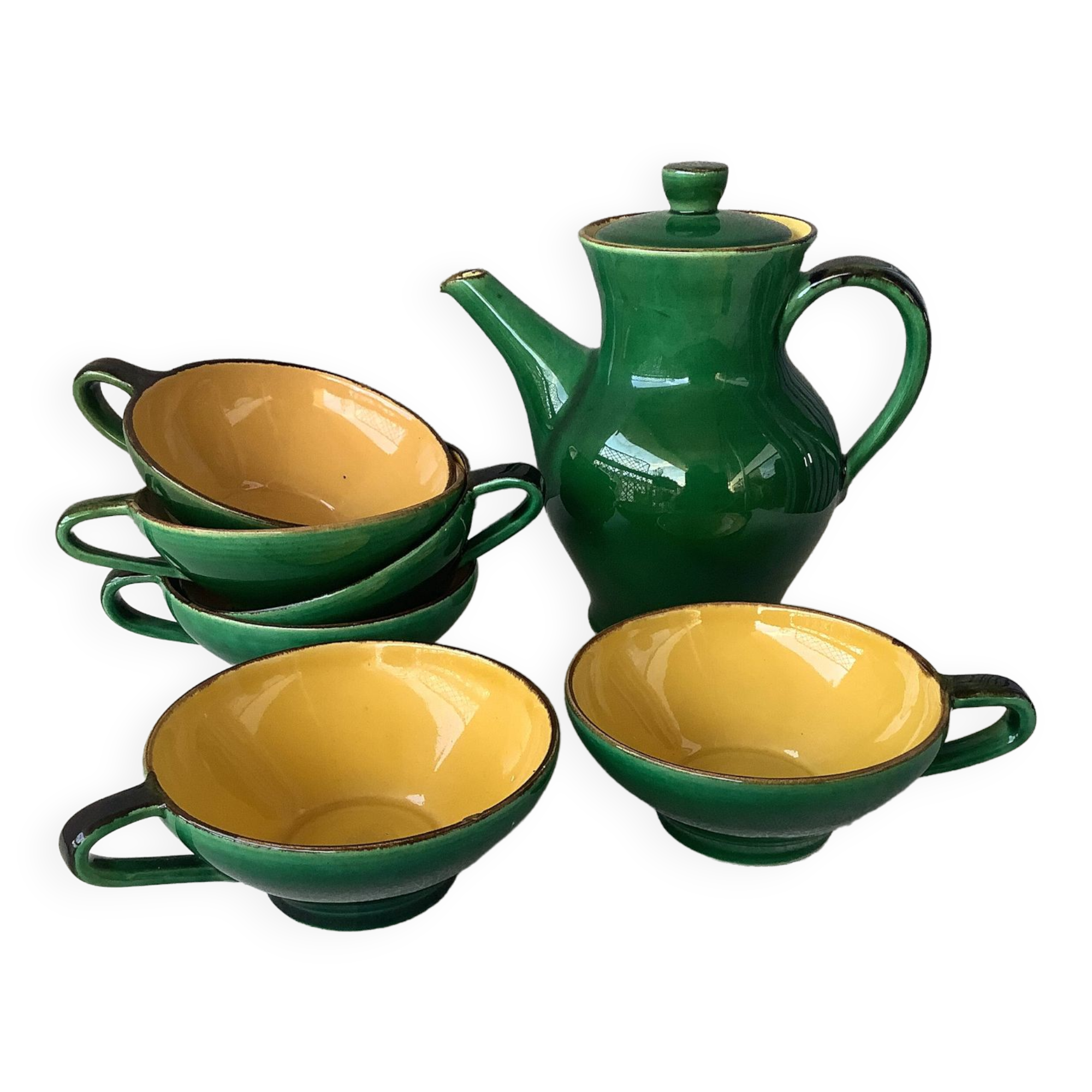 Zahner Rheinfelden pottery cups and coffee pot