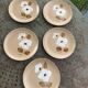 5 petites assiettes a dessert en gres, fait main, moulin des loups, motif de fleurs, made in france