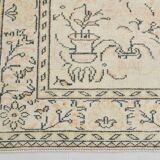 6x10 Large Cream & Black Oriental Vintage Rug, 192x307Cm