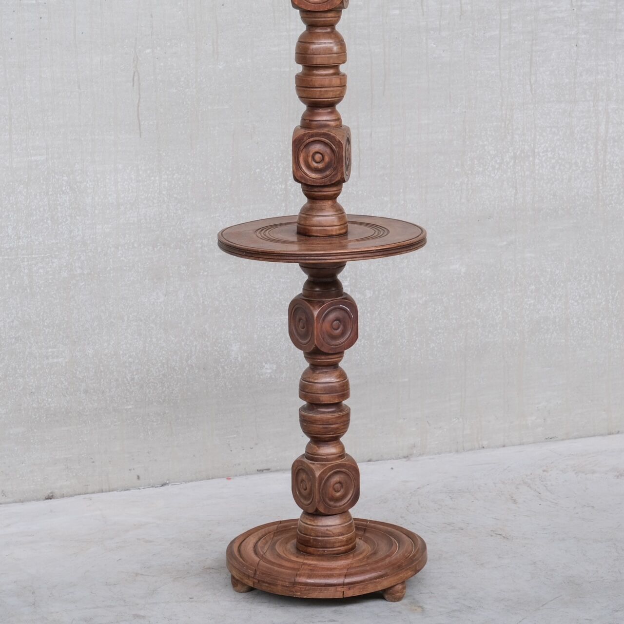 Geometric style oak french mid-century floor light