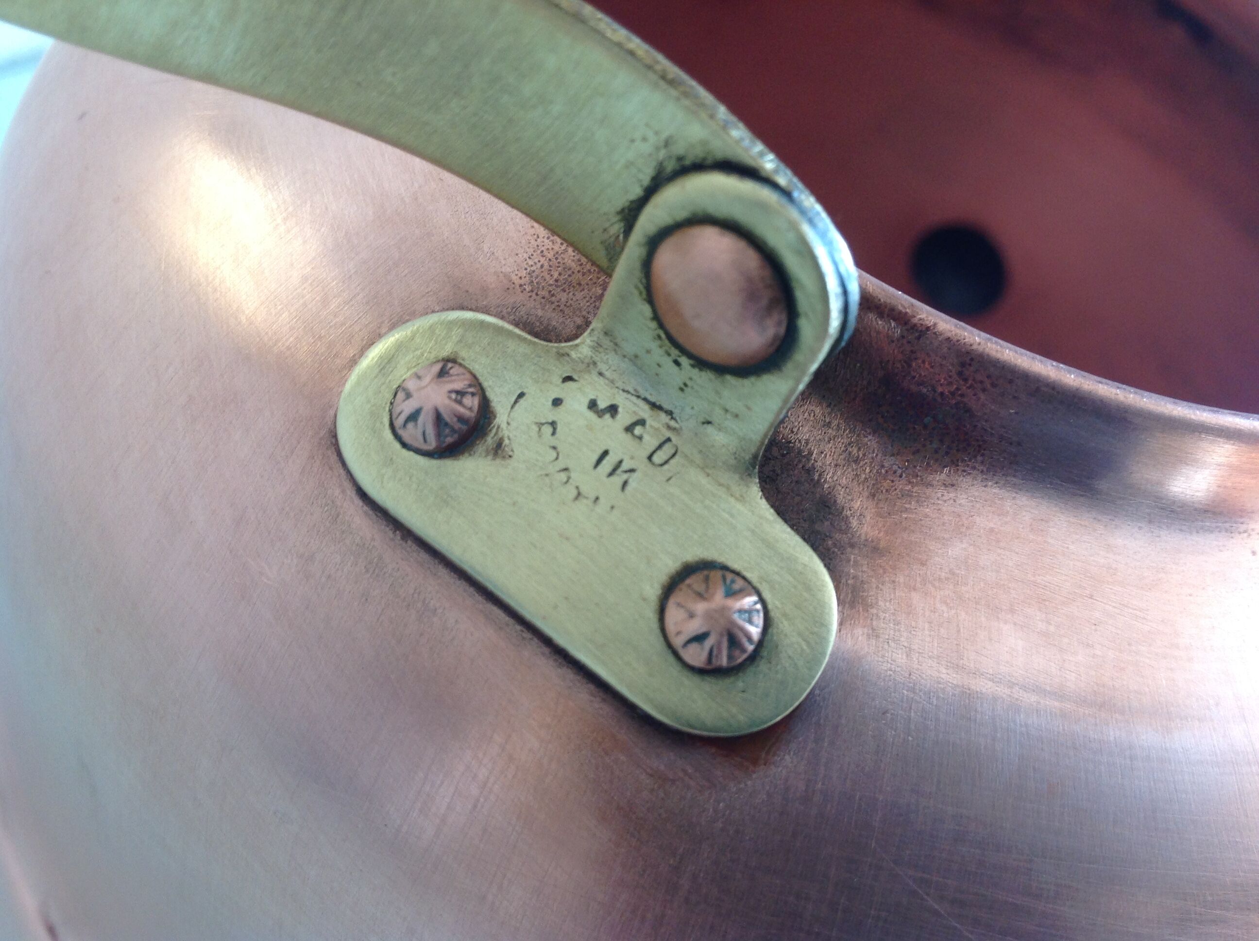 Old brushed red copper kettle / vintage 50-60s