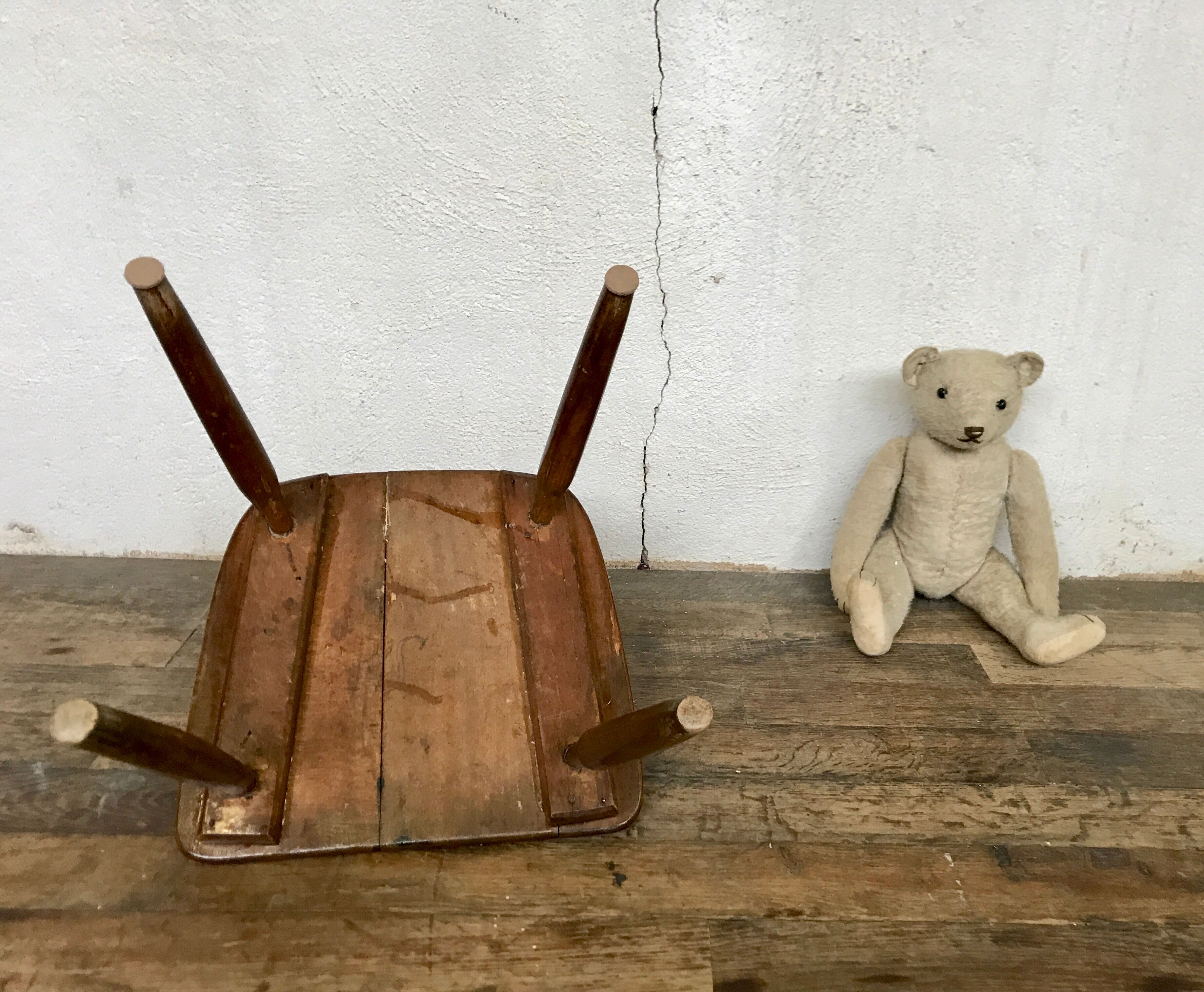 Brutalist primitive style wooden chair