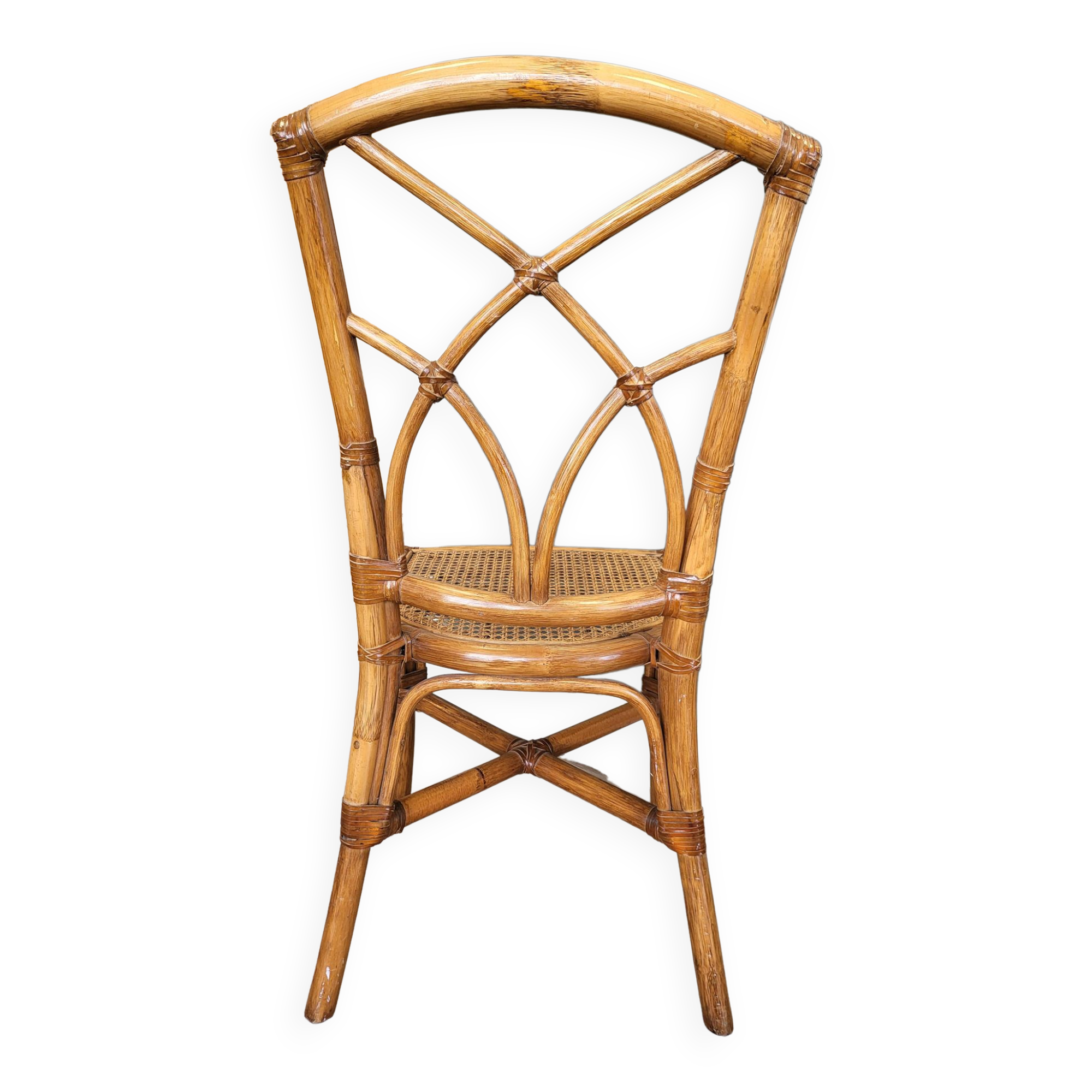 Bamboo and leather chair - 1960s - vintage - mid-century