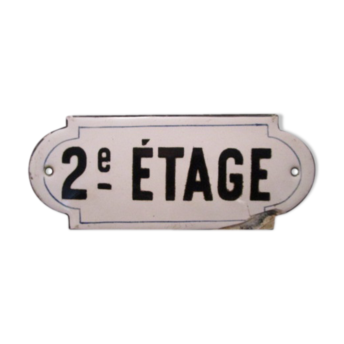 Small old enamelled plaque of Parisian building "2nd floor"