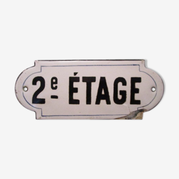 Petite plaque émaillée ancienne d'immeuble parisien" 2e étage"