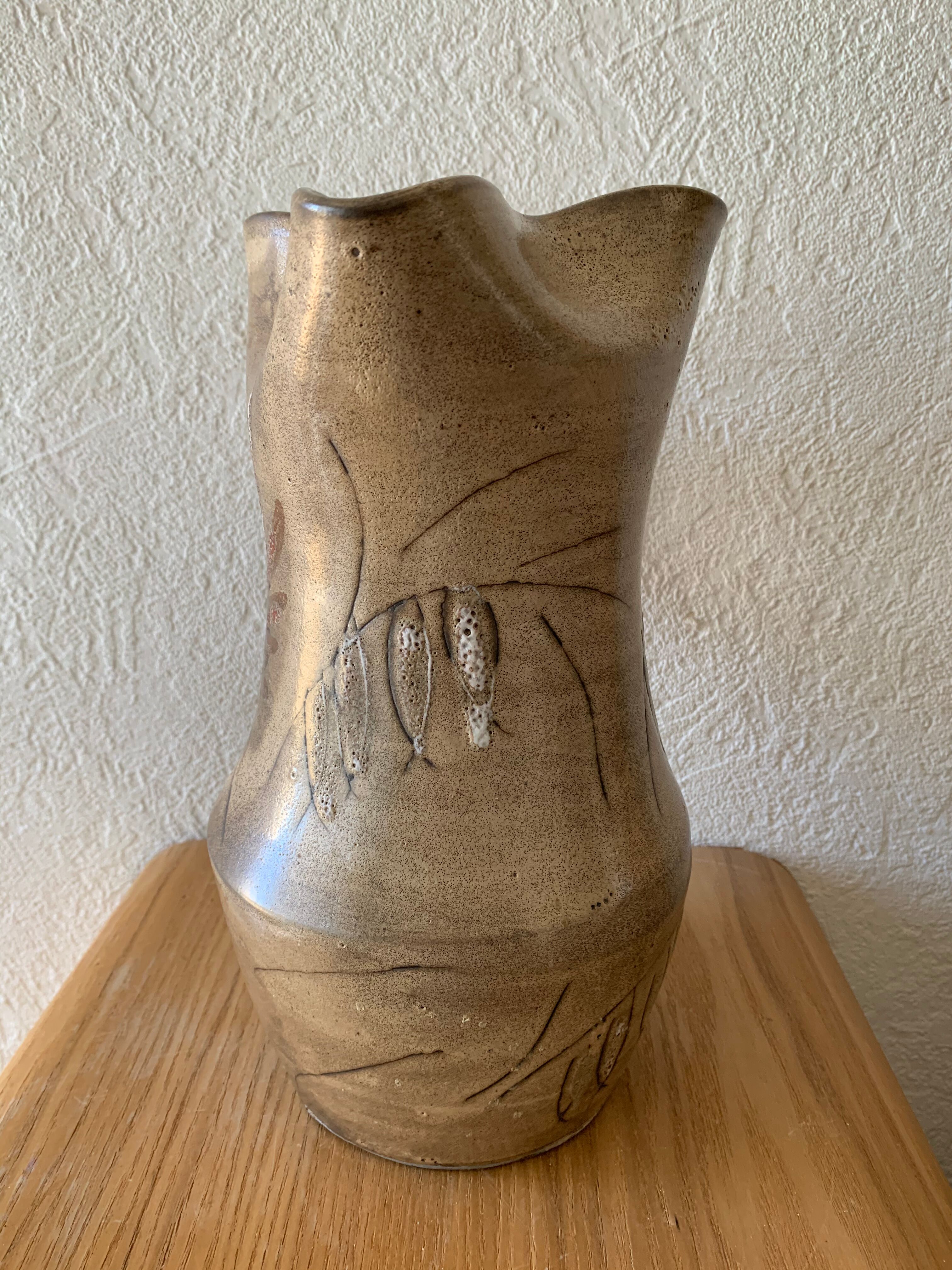 Large ceramic pitcher enamelled 70s Vallauris