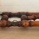 Coat rack with three hooks in turned bamboo-style wood, late 19th century