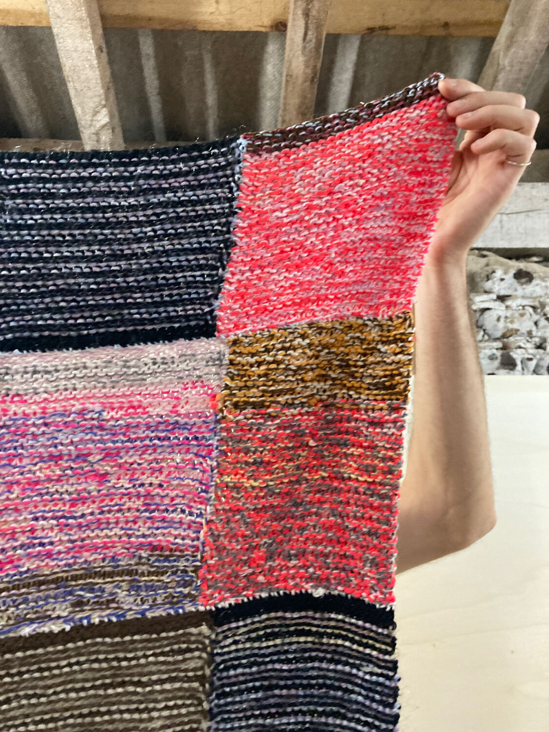 Plaid patchwork multicolore en laine