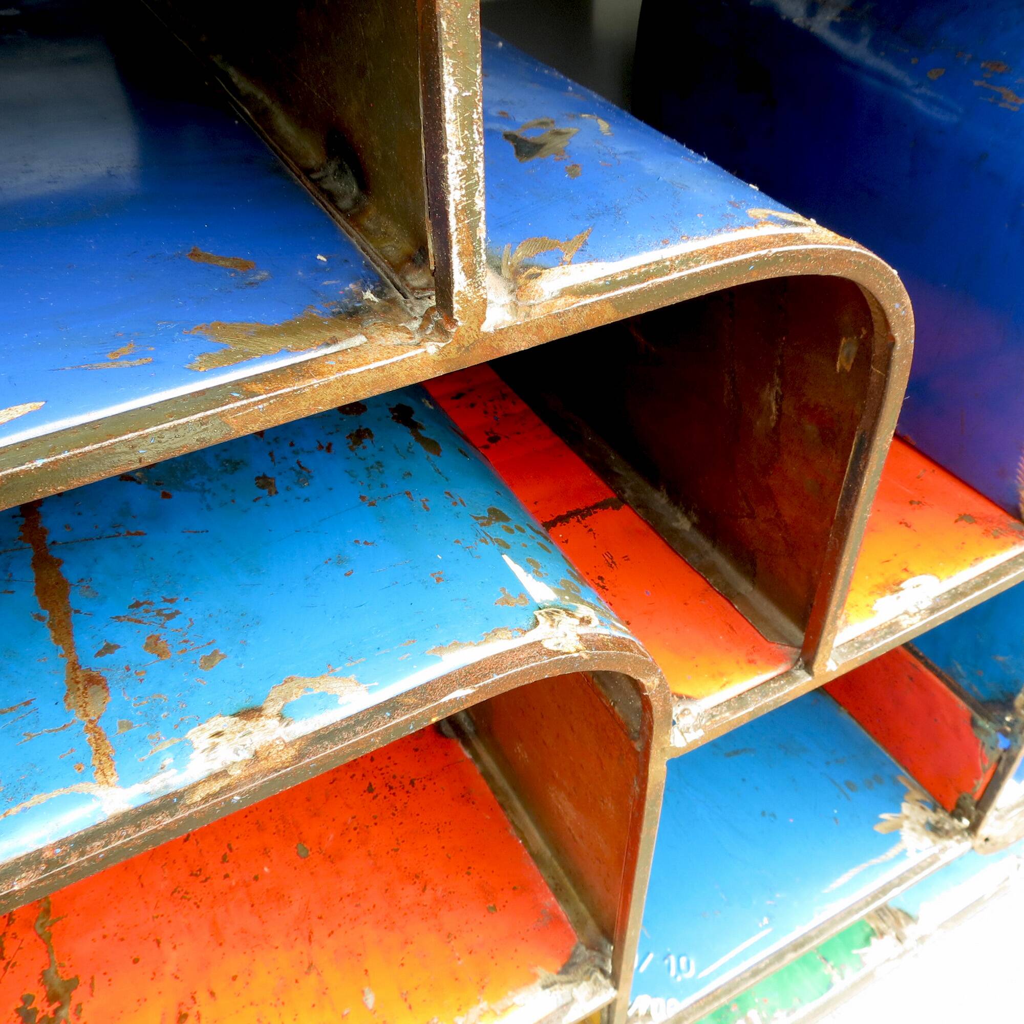 Brutalist shelve of recycled metal, 2000s