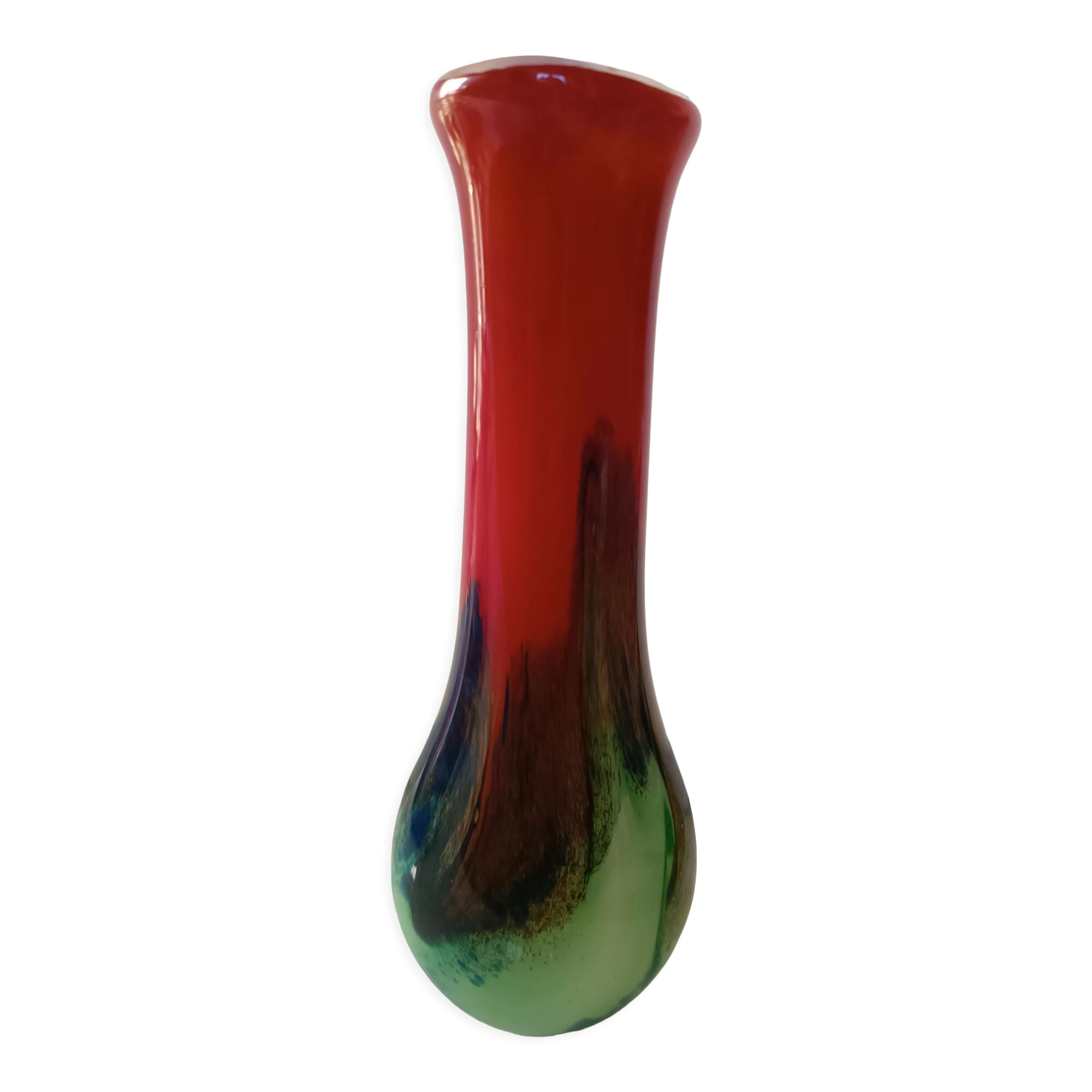 Multicolored glass paste vase signed Gabriel Milesi master glassmaker