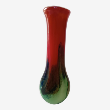 Multicolored vase glass paste signed Gabriel milesi master glassmaker