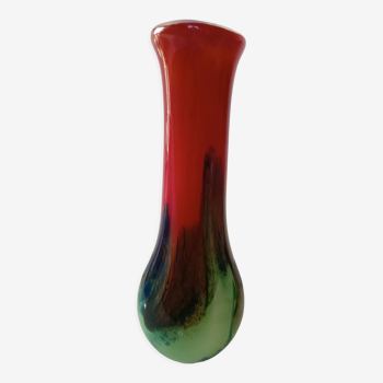 Vase multicolore  pâte de verre signé Gabriel milesi maître verrier