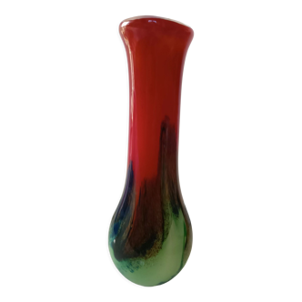 Multicolored glass paste vase signed Gabriel Milesi master glassmaker